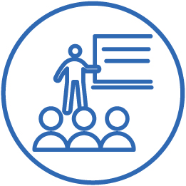 Icon of teacher presenting to students