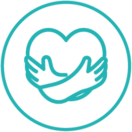 Icon of heart wrapped in arms