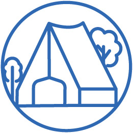 Icon of tent with trees