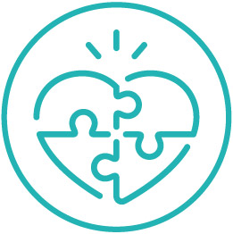 Icon of heart made of puzzle pieces